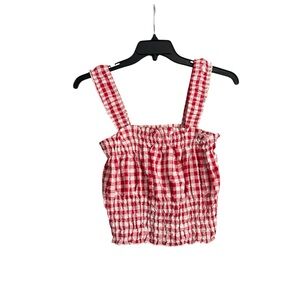 Red and White Gingham Crop‎ Top